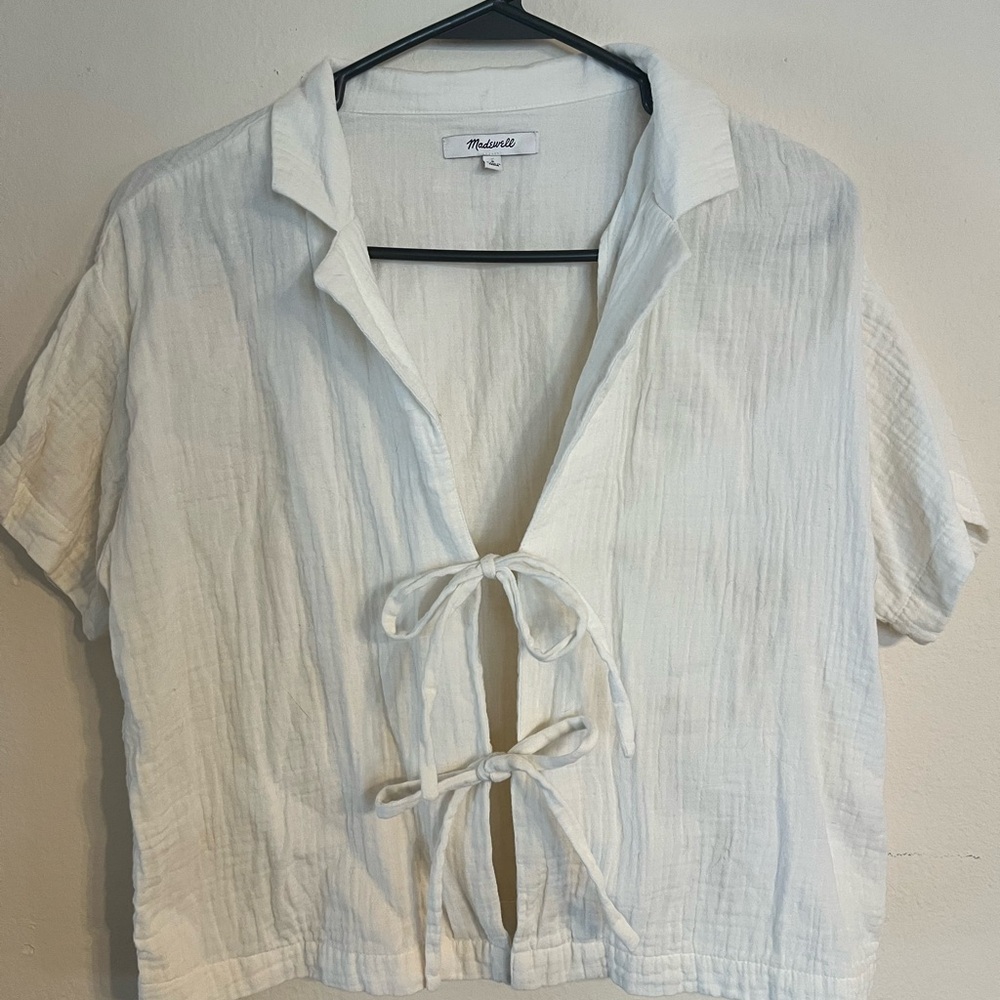 Madewell White Tie-Front Women's Top